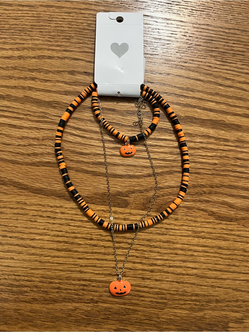 The Children's Place Halloween Orange Layered Bead Necklace Set with Gold Chains